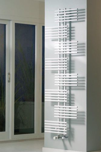 Hot water towel radiator - PARALLEL RAIL - EUCOTHERM - contemporary / chrome / white