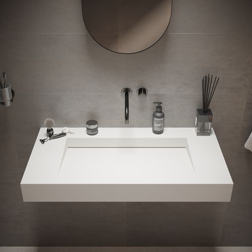 Wall-mounted washbasin - 280176 SOLIDSQUARE-90 - IDEAVIT B.V - Solid Surface / rectangular / contemporary