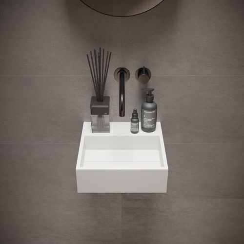Wall-mounted washbasin - 280170 SΟLIDCUBE - IDEAVIT B.V - Solid Surface / square / without hole