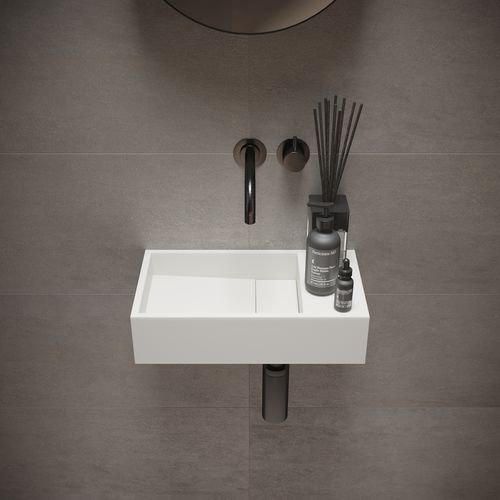 Wall-mounted washbasin - 290083 SOLIDCUBE - IDEAVIT B.V - Solid Surface / rectangular / without hole