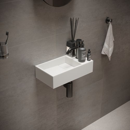 Wall-mounted washbasin - 280172  SOLIDCUBE - IDEAVIT B.V - Solid Surface / rectangular / 1-hole