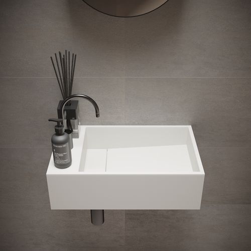Wall-mounted washbasin - 276047 SOLIDCUBE-50 - IDEAVIT B.V - Solid Surface / rectangular / 1-hole