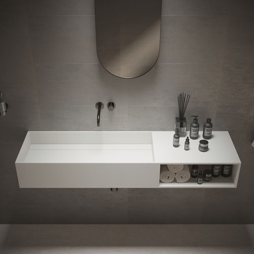 Wall-mounted washbasin - 278601 SOLIDPURE-140 - IDEAVIT B.V - Solid Surface / with counter / with shelf