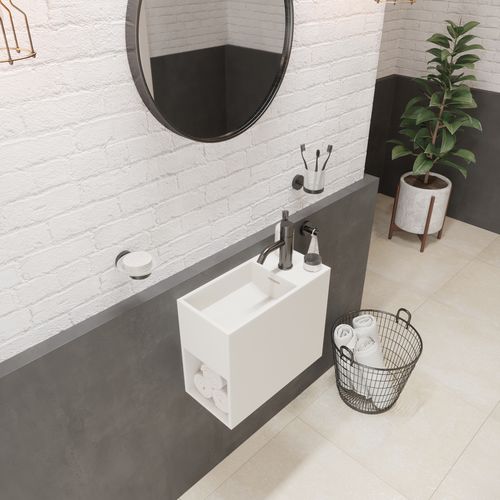 Wall-mounted washbasin - 280173 SOLIDWASH-H - IDEAVIT B.V - Solid Surface / with shelf / rectangular