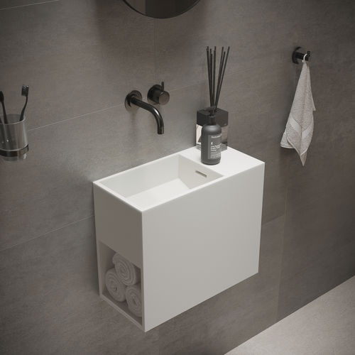 Wall-mounted washbasin - 290102 SOLIDWASH - IDEAVIT B.V - Solid Surface / with shelf / rectangular