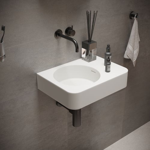 Wall-mounted washbasin - 284223 SOLIDBRIO-45 - IDEAVIT B.V - Solid Surface / with counter / rectangular