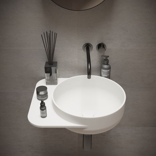 Wall-mounted washbasin - 290275 SOLIDDUAL 2.0 - IDEAVIT B.V - Solid Surface / oval / without hole