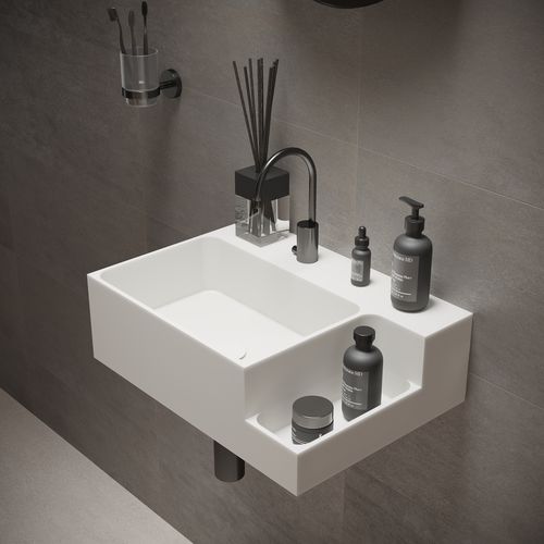 Wall-mounted washbasin - 290274 SOLIDDUAL 1.0 H - IDEAVIT B.V - Solid Surface / rectangular / 1-hole