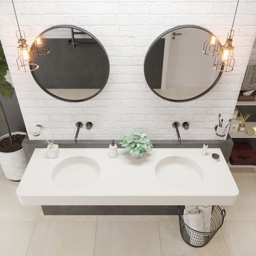 Wall-mounted washbasin - 284224 SOLIDBRIO-150 - IDEAVIT B.V - Solid Surface / with counter / double