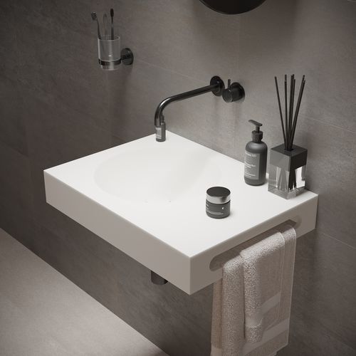 Wall-mounted washbasin - 280285 SOLIDNEXT - IDEAVIT B.V - Solid Surface / with counter / with towel rack