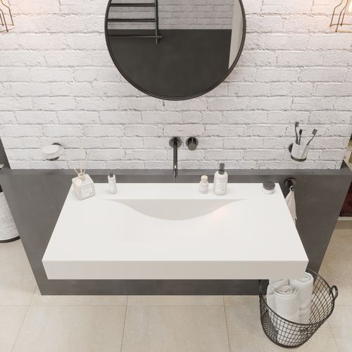 Wall-mounted washbasin - 290273 SOLIDVOLO-100 - IDEAVIT B.V - Solid Surface / with counter / rectangular
