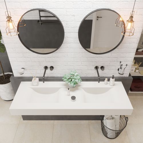 Wall-mounted washbasin - 290269 SOLIDVOLO-140D - IDEAVIT B.V - Solid Surface / with counter / double