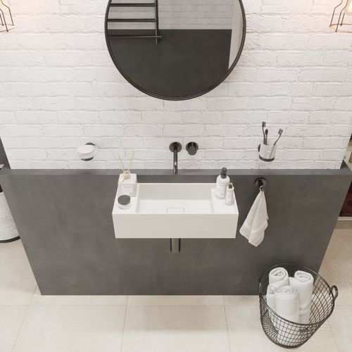 Wall-mounted washbasin - 290280 SOLIDBLISS-55 WM - IDEAVIT B.V - Solid Surface / rectangular / without hole