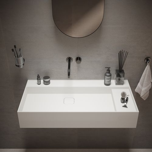 Wall-mounted washbasin - 290282 SOLIDBLISS-90 WM - IDEAVIT B.V - Solid Surface / rectangular / without hole