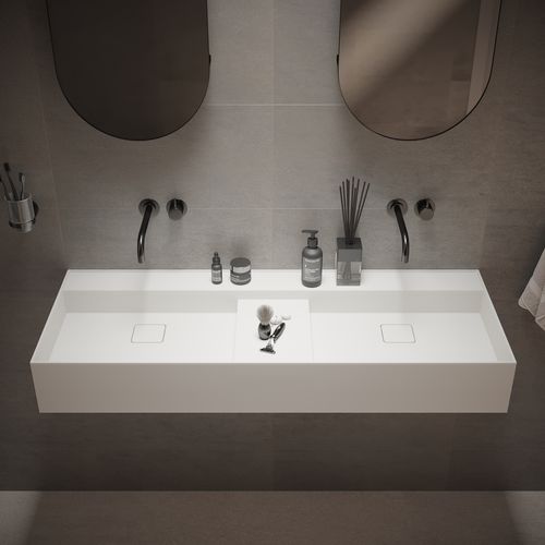 Wall-mounted washbasin - 290283 SOLIDBLISS-120D - IDEAVIT B.V - Solid Surface / double / rectangular