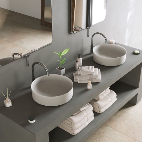 Countertop washbasin - 290278 SOLIDFLOAT-40 - IDEAVIT B.V - Solid Surface / round / without hole