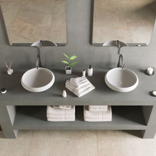 Countertop washbasin - 280180 SOLIDEGO-40R - IDEAVIT B.V - Solid Surface / round / without hole