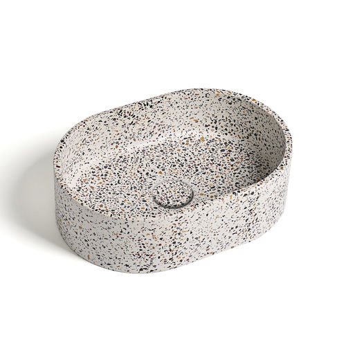 Free-standing washbasin - 290291-Ε5 IDEA.ROCK-Ε5 - IDEAVIT B.V - terrazzo / oval / without hole