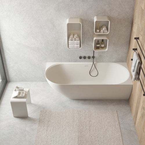 Oval bathtub - Solidnova-CR - IDEAVIT B.V - back to wall / for homes / professional