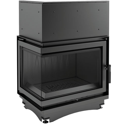 Corner fireplace insert - ZUZIA/L/BS - KRATKI - wood-burning / steel / cast iron