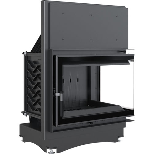 Corner fireplace insert - ZUZIA/ECO/P/BS/DECO - KRATKI - wood-burning / steel / cast iron