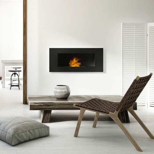 Bioethanol fireplace - DELTA2/CZARNY/TUV - KRATKI - built-in / wall / Single-sided