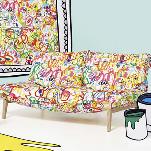 Upholstery fabric - RAINBOW SCRAWL - Kirkby Design - for curtain / patterned / cotton