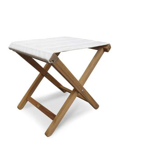Contemporary stool - SQUARE Director Stool - Valdenassi - cotton / teak / teak base