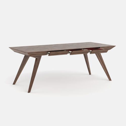 Contemporary dining table - ROLY-POLY DRW - AROUNDtheTREE Design - ash / American walnut / solid wood base
