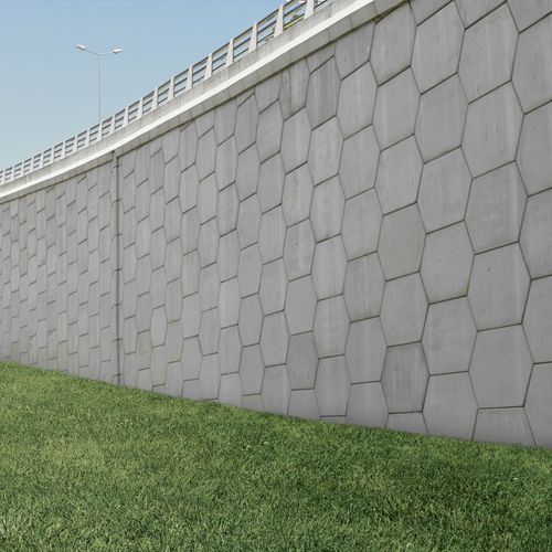 Concrete retaining wall - A Cimenteira do Louro - modular / prefab / for bridge construction