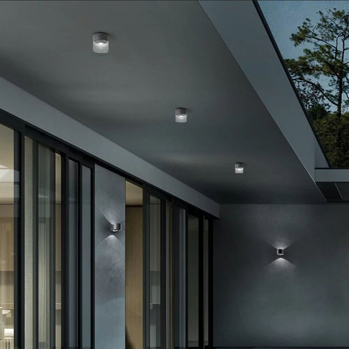 Contemporary ceiling light - LENS - Zafferano Srl - round / glass / cast aluminum