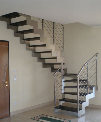 Half-turn staircase - HIDRA LEGNO - Ci. Erre Scale - wooden step / stainless steel frame / contemporary