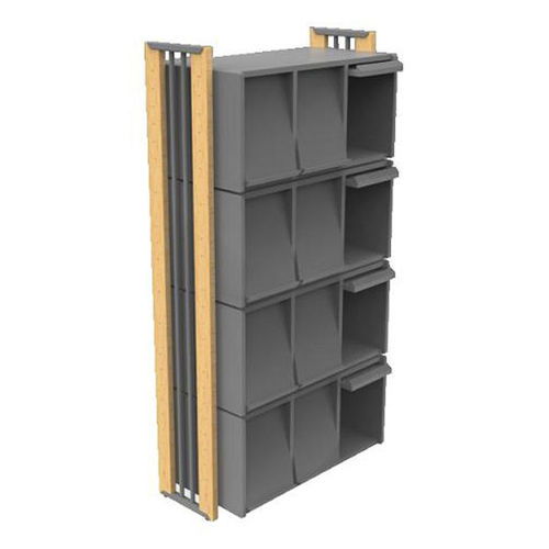 Contemporary display case - BIBLUS  - Nautilus SA - freestanding / beech / steel