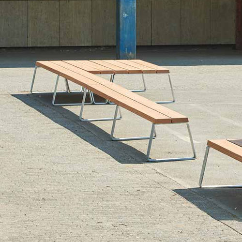 Contemporary public bench - Campus levis - Gem. Westeifel Werke GmbH - galvanised steel / hardwood / with backrest