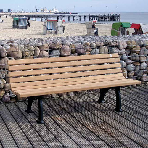 Traditional public bench - Bad Neuenahr - Gem. Westeifel Werke GmbH - cast iron / hardwood / with backrest
