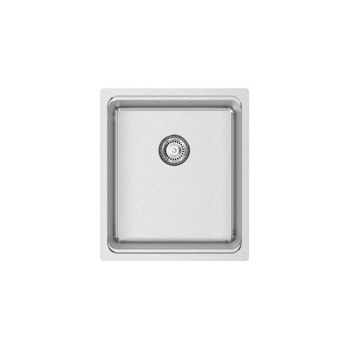 Single-bowl kitchen sink - UNA 34 - RODI HOME – kitchen sinks and accessories - with drainboard / polished stainless steel / overmount
