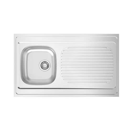 Single-bowl kitchen sink - SIT ON 1000×600 B - RODI HOME – kitchen sinks and accessories - with drainboard / stainless steel / overmount