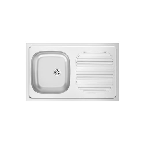 Single-bowl kitchen sink - SIT ON 800×500 B - RODI HOME – kitchen sinks and accessories - with drainboard / stainless steel / overmount
