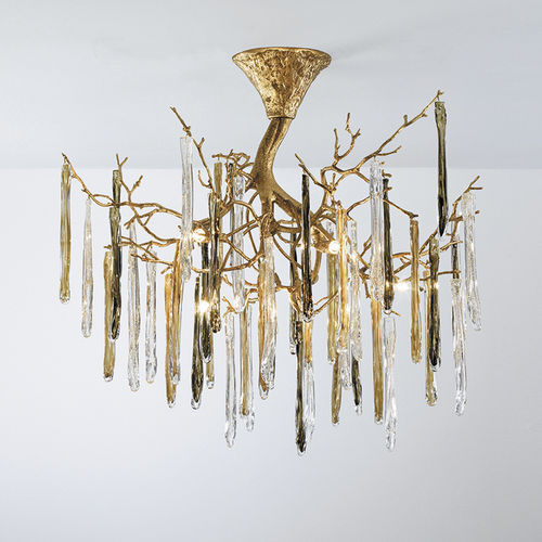 Traditional ceiling light - GLAZE M - Serip - round / glass / metal