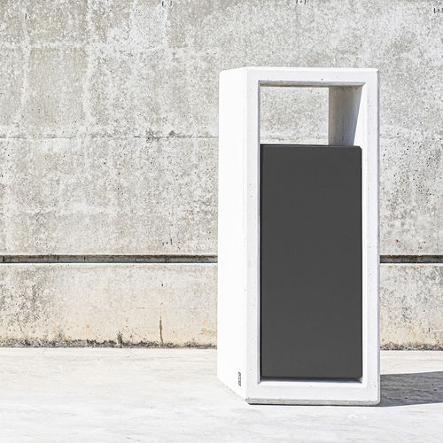 Public trash can - OUTLINE : 532.CXLC - SIT Urban Design - lacquered metal / concrete / hooded