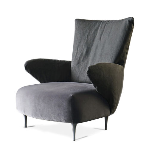 Contemporary armchair - PANK - D3CO - leather / fabric / high back