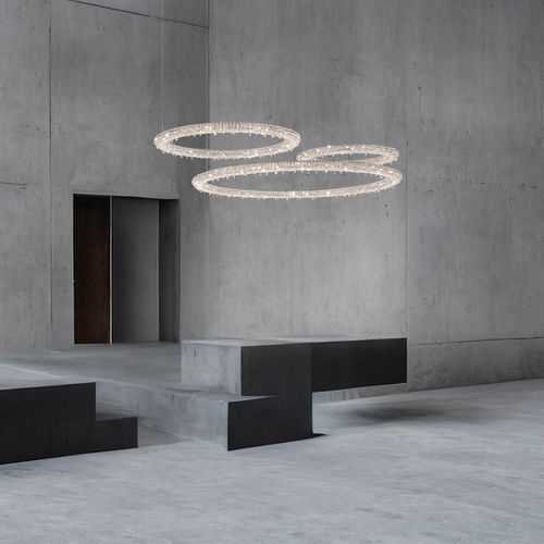 Pendant lamp - COMET CIRCLE  - Manooi - painted metal / polished metal / crystal