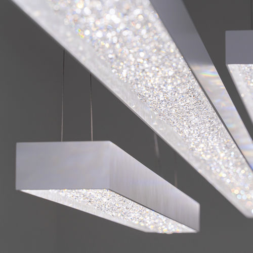 Pendant lamp - GÉODE - Manooi - painted metal / polished metal / crystal