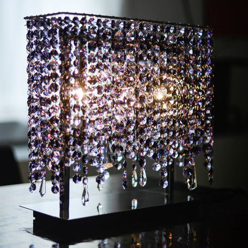 Table lamp - LINEA  - Manooi - polished stainless steel / crystal / contemporary