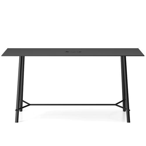 Contemporary boardroom table - RECORD - Infiniti - oak / metal base / rectangular