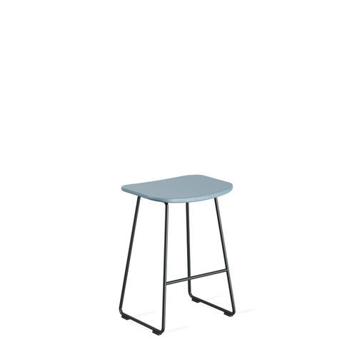 Minimalist design stool - KLEJN LOW - Infiniti - wooden / polypropylene / steel base