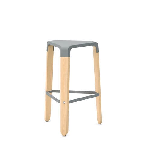 Contemporary stool - PICAPAU - Infiniti - fiberglass / polypropylene / beech base