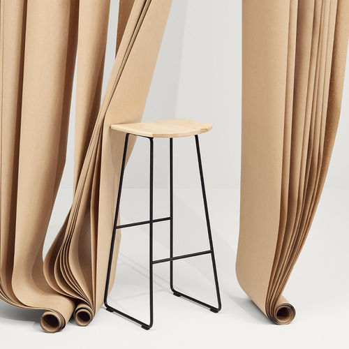 Contemporary bar stool - KLEJN - Infiniti - solid wood / polypropylene / steel base
