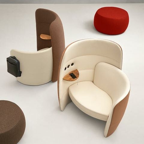 Contemporary armchair - ONLY JU - Quinti. - fabric / high-back / tablet