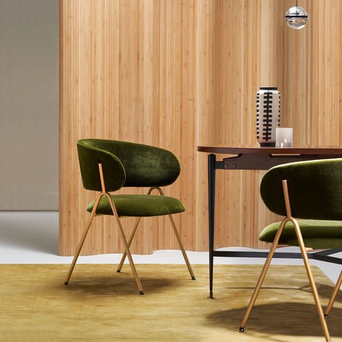 Contemporary armchair - KEIRA - Quinti. - fabric / with footrest / green